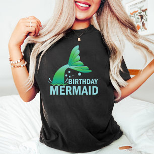 Modern Birthday Mermaid Vintage Black T-Shirt