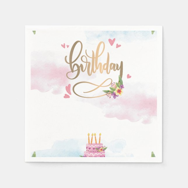 Modern Birthday Napkins (Front)
