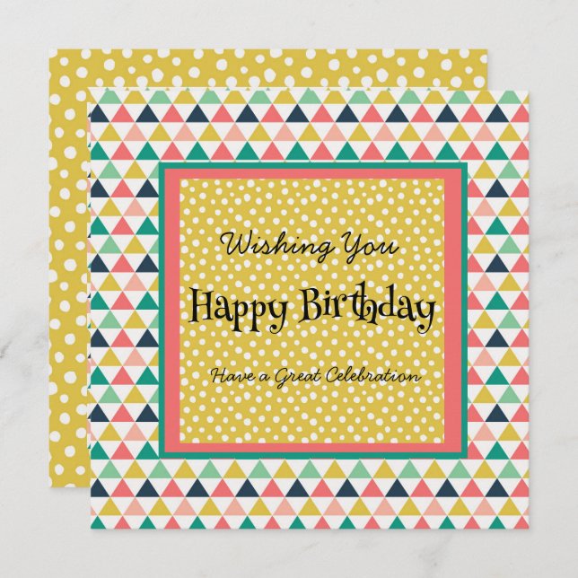 Modern Birthday Orange Teal Geometric Gold Dots (Front/Back)