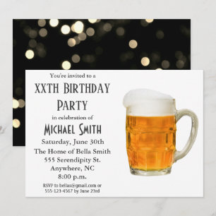 Modern Birthday Party Beer Cheers Invitation