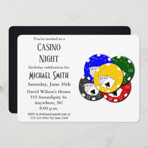 Modern Birthday Party Casino Poker Night Invitation