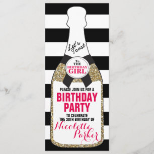Modern Birthday Party Invitation Champagne 30th