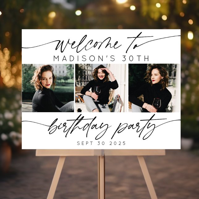 Modern Birthday Party Photo Collage Welcome Foam Board (Creator Uploaded)