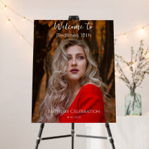Modern Birthday Party Photo Welcome Elegant Script