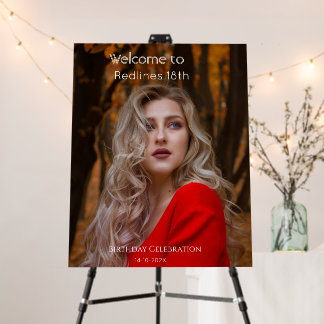 Modern Birthday Party Photo Welcome Elegant Script Foam Board