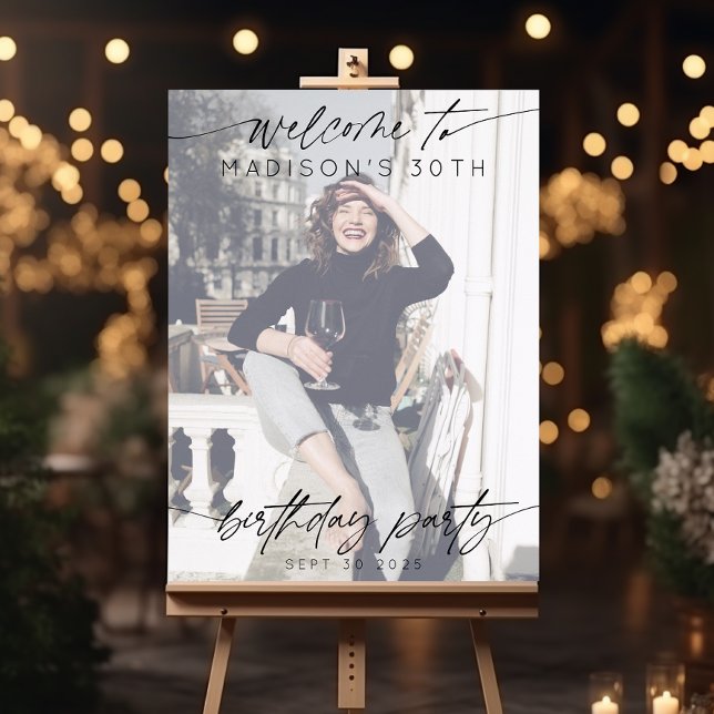 Modern Birthday Party Photo Welcome Simple Script Foam Board (Creator Uploaded)