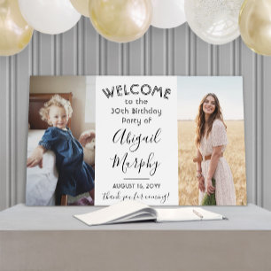 Modern Birthday Party Welcome Simple 2 Photo Foam Board