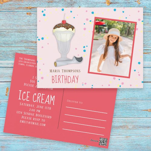 Modern Birthday Photo Ice Cream Sprinkles Cute Postcard