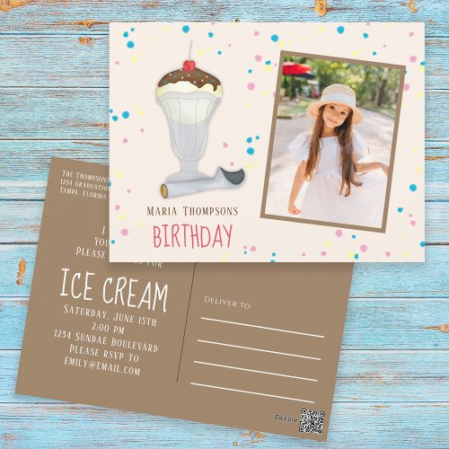 Modern Birthday Photo Ice Cream Sprinkles Cute  Postcard