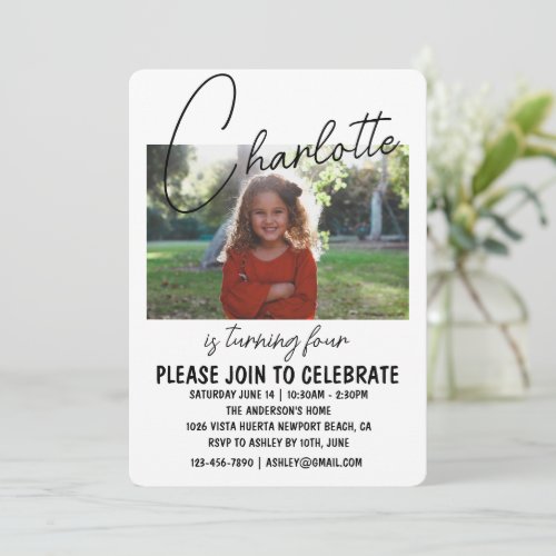 Modern Birthday Photo Invitation