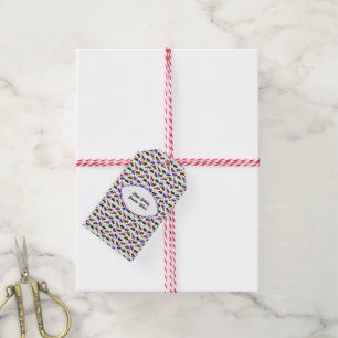 Modern Birthday Pixel Car Seamless Pattern Gift Tags