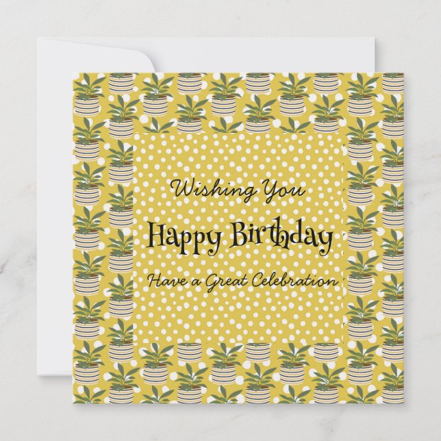 Modern Birthday Plants Decor Gold Sage Green (Front)
