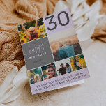 Modern birthday purple 10 photo collage grid card<br><div class="desc">Modern simple birthday pastel purple lavender 10 photo collage grid with pastel blush pink and gray editable colors and modern typography.</div>