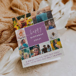 Modern birthday purple 10 photo collage grid card<br><div class="desc">Modern simple birthday purple 10 photo collage grid with editable colors and modern typography.</div>