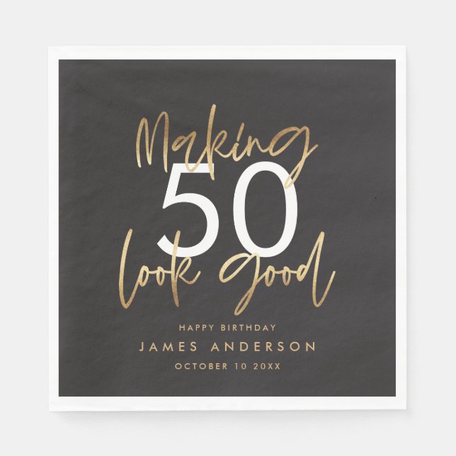 Modern birthday simple stylish elegant script napkins (Front)