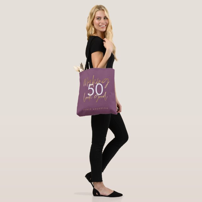 Modern birthday simple stylish elegant script tote (On Model)