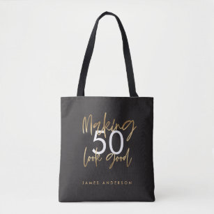 Modern birthday simple stylish elegant script tote bag