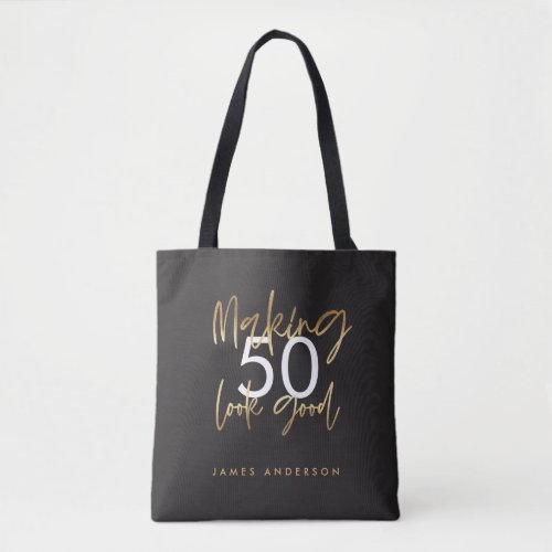 Modern birthday simple stylish elegant script tote bag