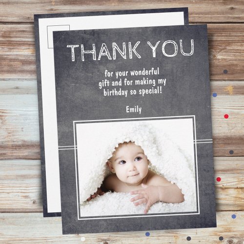 Modern Birthday Thank you Photo Card for Kids