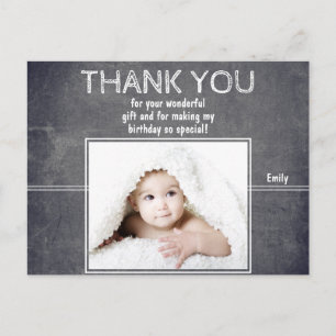 Modern Birthday Thank you Photo Postcard for Kids