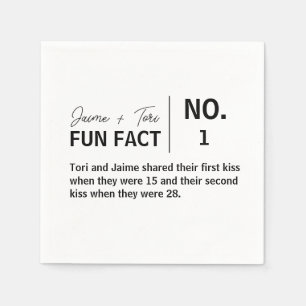 Modern Birthday Wedding Black and White Fun Fact Napkins