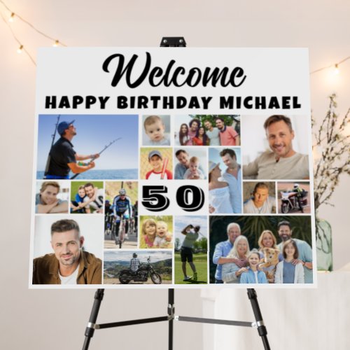 Modern Birthday Welcome Photo Collage 17 Pictures Foam Board