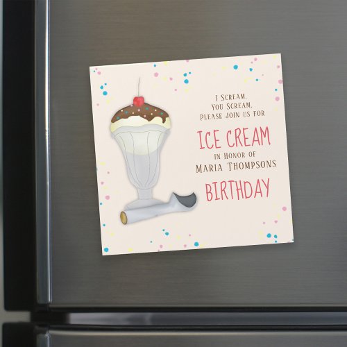 Modern Birthday Whimsical Ice Cream Simple Magnet