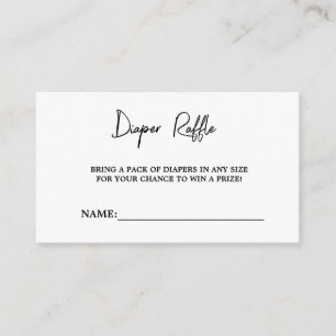 Modern Blach& White Baby Shower Diaper Raffle Enclosure Card