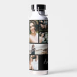 Modern black 10 photo personlaized elegant simple water bottle<br><div class="desc">Modern black 10 photo personlaized elegant simple gift. Ideal Christmas,  birthday,  graduation,  anniversary,  mothers day,  fathers day,  thinking of you gift.</div>