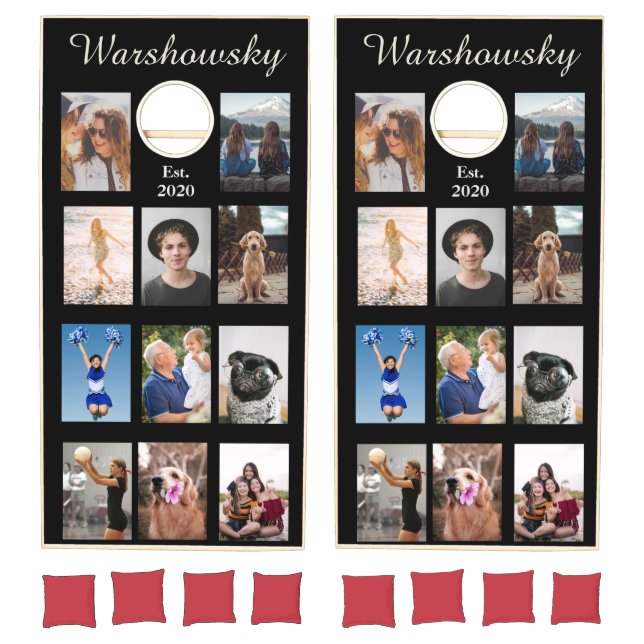 Modern Black 11 photo collage  Cornhole Set (Set)