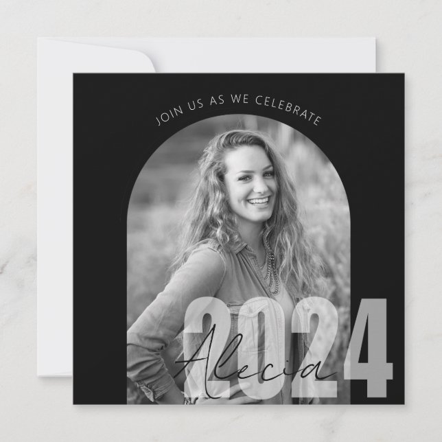 Modern Black 2024 Photo Graduation Party Invitation (Front)