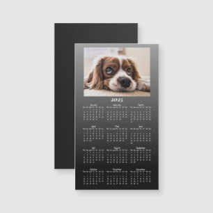 Modern Black 2025 Calendar Magnet with Photo