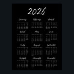 Modern black 2025 calendar poster<br><div class="desc">A modern black poster calendar,  a perfect way to start the year 2025.</div>