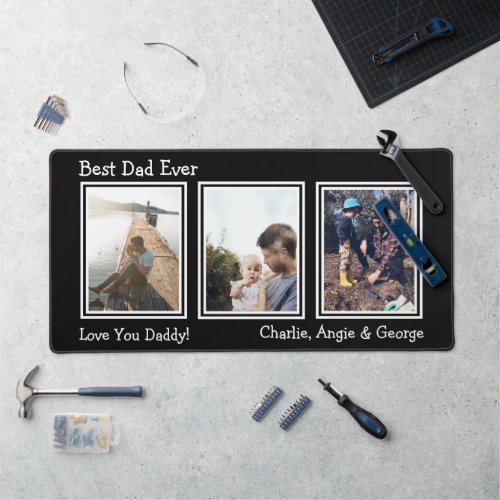 Modern Black 3 Photo Best Dad Desk Mat