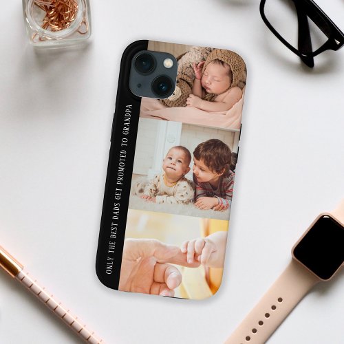 Modern Black 3 Photo Collage for Grandpa iPhone 13 Case