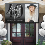 Modern Black 40th Birthday Party Banner<br><div class="desc">Celebrate forty years in style with this bold and modern party banner, perfect for a milestone birthday celebration. The design on the left side features a large black “40” with a handwritten white “Forty” layered over it for a sleek, contemporary look. On the right side, there’s space to add a...</div>