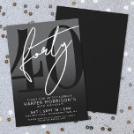 Modern Black 40th Birthday Party Invitation<br><div class="desc">Celebrate forty years in style with this modern gray to black gradient 40th birthday party invitation. The design features a large black "40" across most of the card, with a handwritten script-style white "Forty" layered over it for a bold, contemporary look. The party details sit neatly at the bottom in...</div>