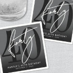 Modern Black 40th Birthday Party Napkins<br><div class="desc">Modern Black and White 40th Birthday Cocktail Napkin. Celebrate forty years in style with this bold and modern napkin design featuring a large black “40” that takes up most of the space, with a handwritten script-style white “Forty” layered over it for a sleek, contemporary look. At the bottom, there’s room...</div>