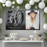 Modern Black 50th Birthday Party Banner<br><div class="desc">Celebrate fifty years in style with this bold and modern party banner, perfect for a milestone birthday celebration. The design on the left side features a large black “50” with a handwritten white “Fifty” layered over it for a sleek, contemporary look. On the right side, there’s space to add a...</div>