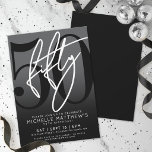 Modern Black 50th Birthday Party Invitation<br><div class="desc">Celebrate fifty years in style with this modern gray to black gradient 50th birthday party invitation. The design features a large black "50" across most of the card, with a handwritten script-style white "Fifty" layered over it for a bold, contemporary look. The party details sit neatly at the bottom in...</div>