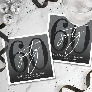 Modern Black 60th Birthday Party Napkins