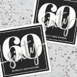 Modern Black 60th Birthday Party Napkins<br><div class="desc">Introducing a simple and modern 60th birthday party napkin, perfect for celebrating this milestone in style. The design features a bold black background with a prominent "60" and "Sixty" displayed in the center as the main focal point. Just underneath, the birthday person’s name and age are showcased again for a...</div>