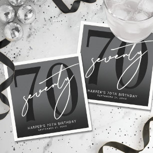 Modern Black 70th Birthday Party Napkins