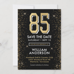 Modern Black 85th Birthday Save The Date
