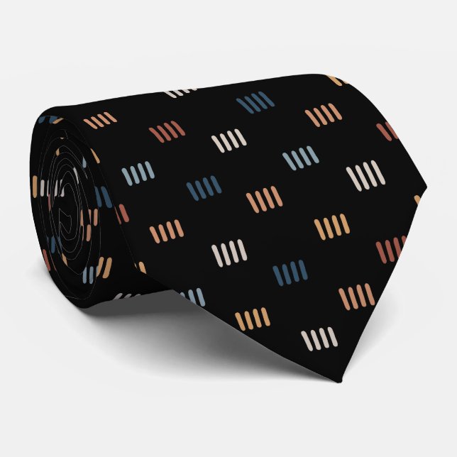 Modern Black Abstract Art Seamless Pattern Neck Tie (Rolled)