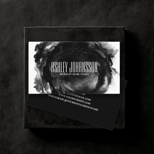 Modern Black Abstract Brush Stroke Artistic Trendy Business Card
