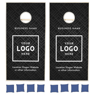 Modern Black Abstract Business Logo Branded Cornhole Set