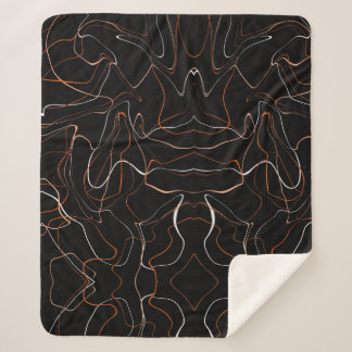 Modern Black Abstract Line Art Fleece Blanket 