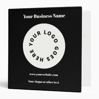 Modern Black Add Your Logo 3 Ring Binder