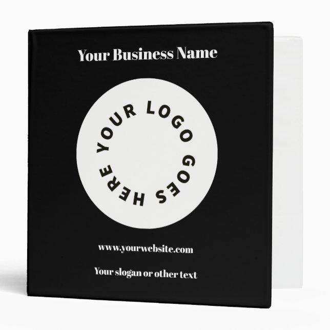 Modern Black Add Your Logo  3 Ring Binder (Front/Inside)